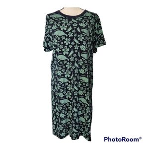 Annatee manatee t shirt dress sz XL made in South Africa blue / green